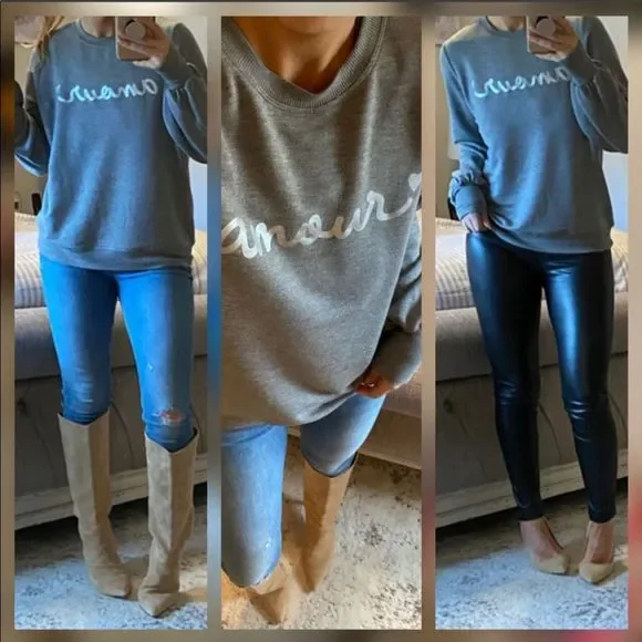 New Marled ‘Amour’ Grey Sweatshirt - Picture 3 of 5